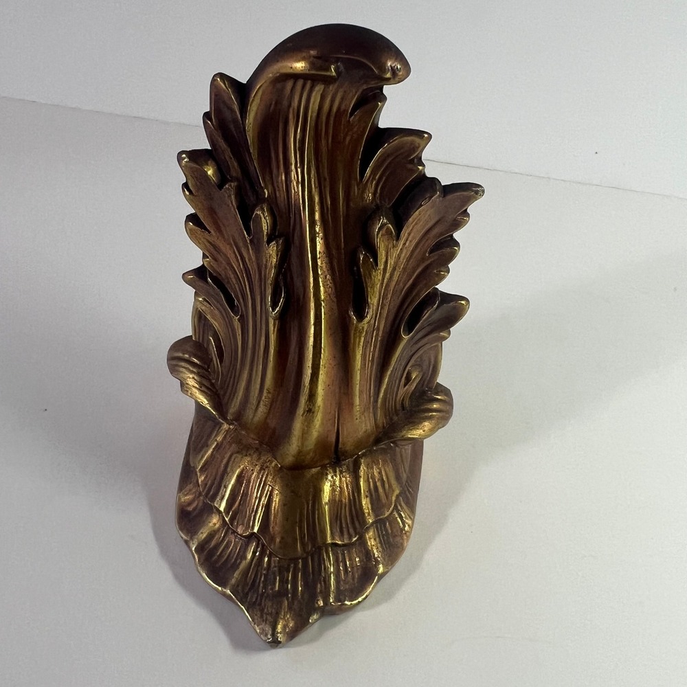 Vintage‎ Philadelphia Mfg Co Acanthus Leaf Metal Bookend Gold Hollywood Regency